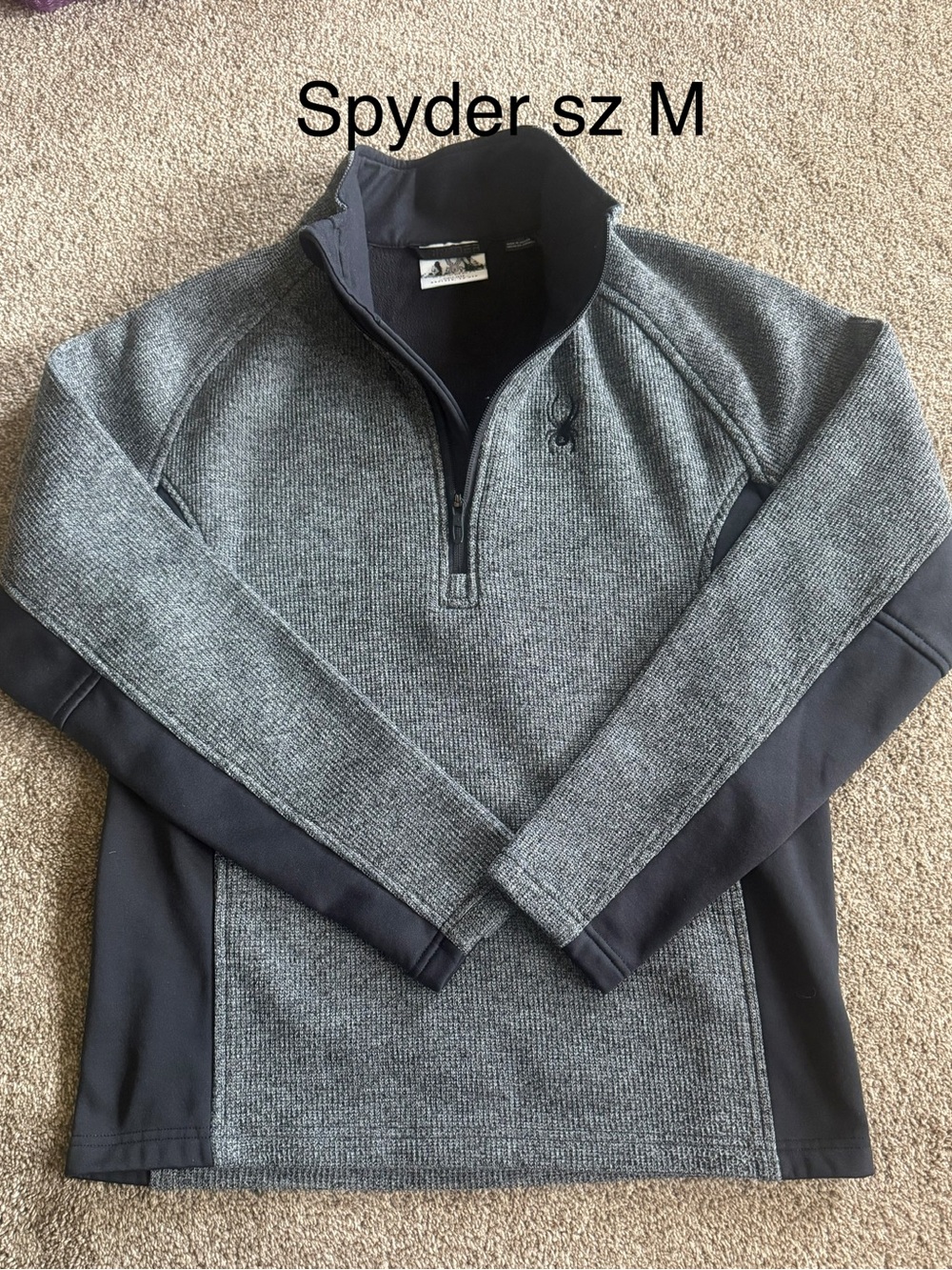 Spyder Men's or youth Gray and Black Half-Zip Sweatshirt sz M